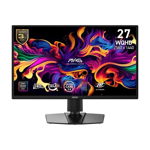 40664-MSI MONITOR MAG 272QP QD-OLED X24. 26.5" 2560x1440 QD-OLED PLANO. 2400HZ. NEGRO