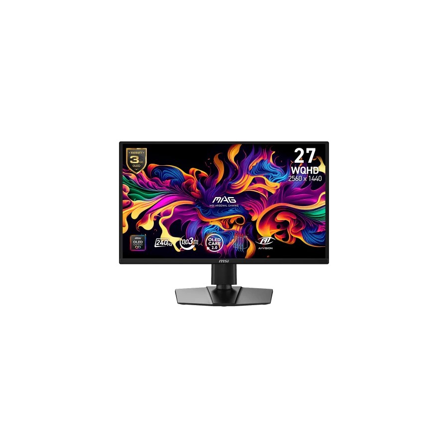 40664-MSI MONITOR MAG 272QP QD-OLED X24. 26.5" 2560x1440 QD-OLED PLANO. 2400HZ. NEGRO