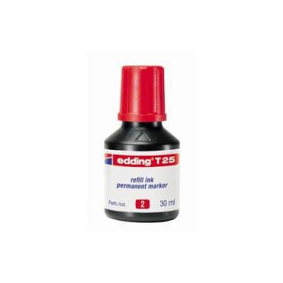 FRASCO TINTA PARA RELLENAR 25ML ROJA EDDING T25 002