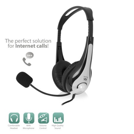 4077-Ewent EW3562 auricular y casco Auriculares Diadema Negro, Plata