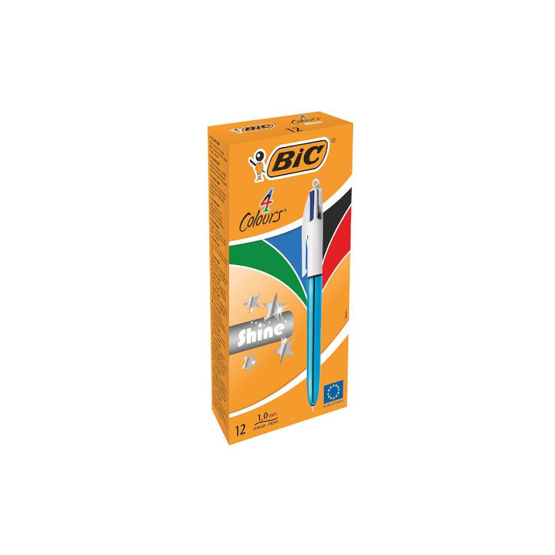 4084-BOLIGRAFO DE 4 COLORES SHINE 1MM CON CUERPO AZUL METALICO BIC 982874