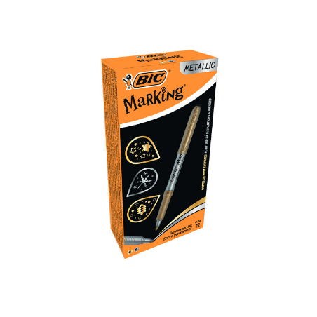 4087-MARCADOR MARKING 1,8MM COLORES ORO Y PLATA METALICOS PERMANENTE BIC 950466