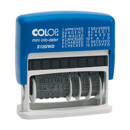 4101-SELLO DE ENTINAJE S 120/WD FORMULA/FECHA 4MM ESPANOL AZUL/NEGRA COLOP 105001