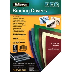 415-PACK 100 PORTADAS SIMIL PIEL A4 250 GR. BLANCO FELLOWES 5370104