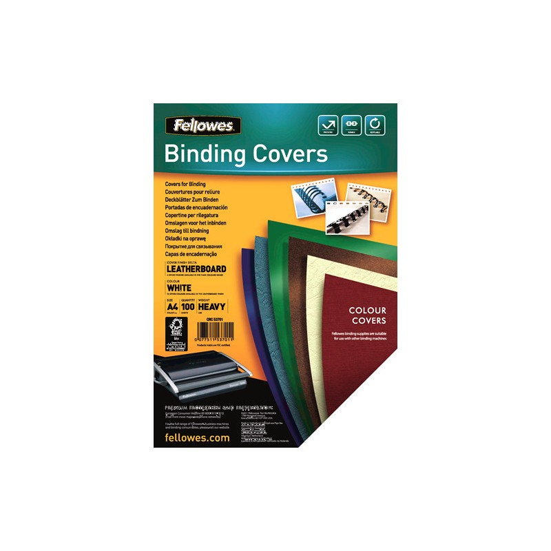 415-PACK 100 PORTADAS SIMIL PIEL A4 250 GR. BLANCO FELLOWES 5370104 415-PACK 100 PORTADAS SIMIL PIEL A4 250 GR. BLANCO FELLOWES 5370104