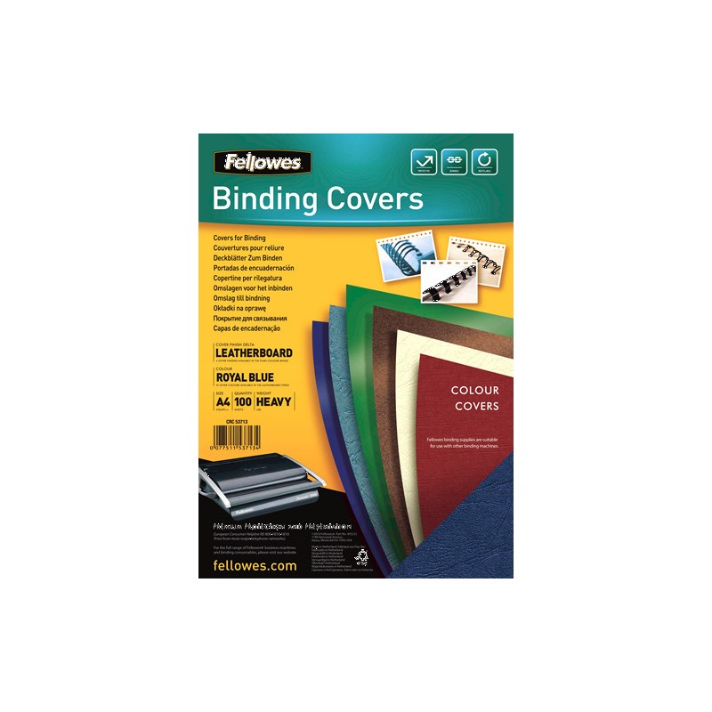 416-PACK 100 PORTADAS SIMIL PIEL A4 250 GR. AZUL FELLOWES 5371305 416-PACK 100 PORTADAS SIMIL PIEL A4 250 GR. AZUL FELLOWES 5371305