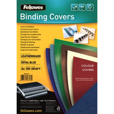 416-PACK 100 PORTADAS SIMIL PIEL A4 250 GR. AZUL FELLOWES 5371305
