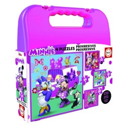 4199-MALETA PUZZLES PROGRESIVOS MINNIE HAPPY HELPERS 12-16-20-25 DE 3-5 ANOS EDUCA BORRAS 17638