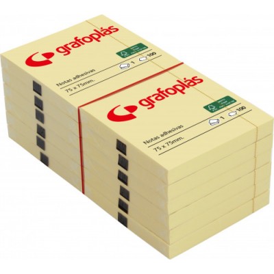 BLOC 100 NOTAS ADHESIVAS 75X125MM AMARILLAS GRAFOPLAS 65205560