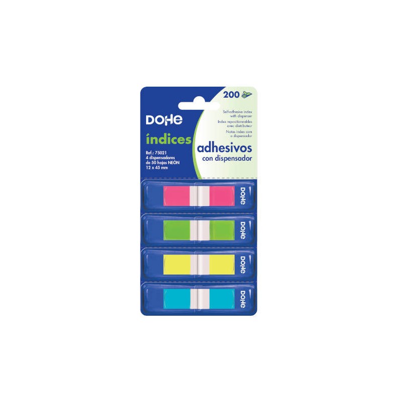 4285-BLISTER 4 BLOCS DE 50 INDICES EN 4 COLORES SURTIDOS NEON 12X45 DOHE 75021 4285-BLISTER 4 BLOCS DE 50 INDICES EN 4 COLORES SURTIDOS NEON 12X45 DOHE 75021