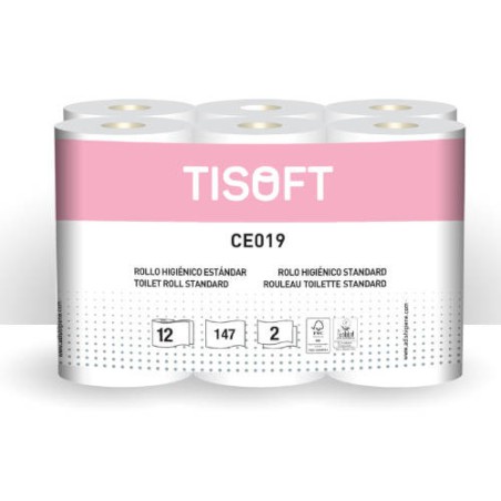 4289-PAQUETE 12 ROLLOS PAPEL HIGIENICO 2C ST TISOFT CE019