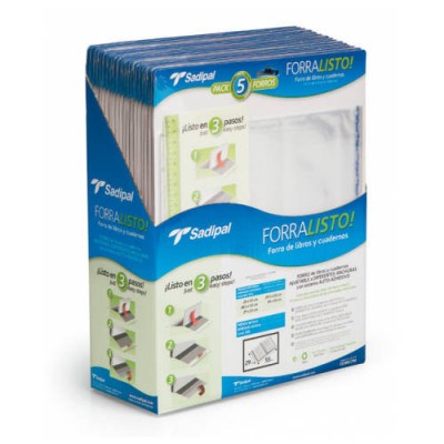 BLISTER 5 FUNDAS DE FORRO CON 2 SOLAPAS AJUSTABLES 28 CM SADIPAL 02213