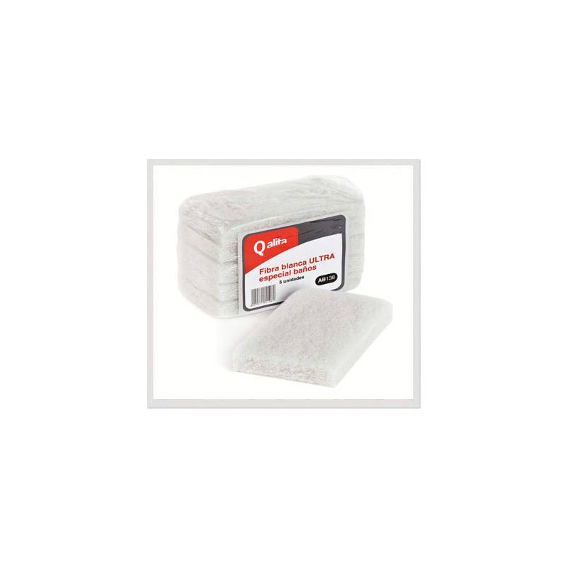 4352-PAQUETE DE 5 ESTROPAJOS FIBRA BLANCA BANO ULTRA QALITA AB138