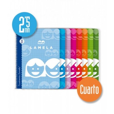 CUADERNO BASICO FORMATO 4º 40 HOJAS RAYADO 25 MM SURTIDOS LAMELA 07002