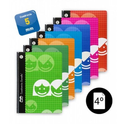 CUADERNO BASICO FORMATO 4º 40 HOJAS RAYADO 5 MM SURTIDOS LAMELA 07005