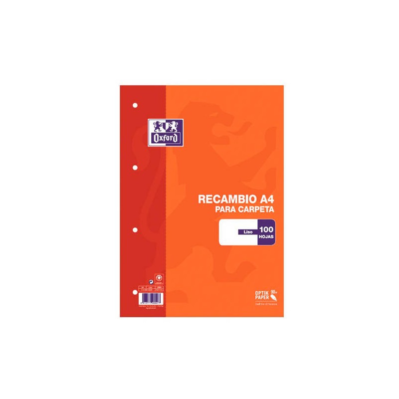 4469-RECAMBIO TAPA BLANDA A4 100 HOJAS LISO COLOR NARANJA OXFORD 100430209 4469-RECAMBIO TAPA BLANDA A4 100 HOJAS LISO COLOR NARANJA OXFORD 100430209