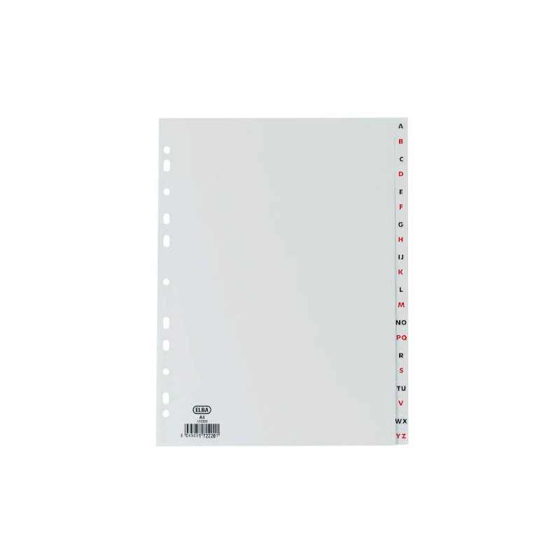 4517-INDICES ALFABETICOS PLASTICO A4 A-Z 20 POSICIONES COLOR GRIS ELBA 100204725 4517-INDICES ALFABETICOS PLASTICO A4 A-Z 20 POSICIONES COLOR GRIS ELBA 100204725