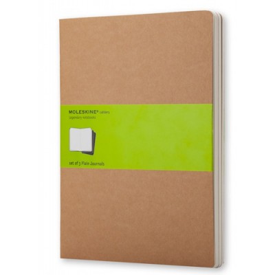 SET DE 3 LIBRETAS CAHIER MARRoN KRAFT XL 19X25CM LISAS MOLESKINE QP423