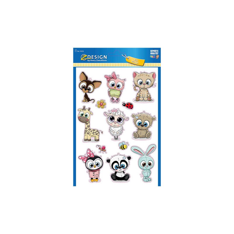 4839-SOBRE CON 1 HOJA 150X120MM Y 13 PEGATINAS ANIMALES AVERY 53252 4839-SOBRE CON 1 HOJA 150X120MM Y 13 PEGATINAS ANIMALES AVERY 53252