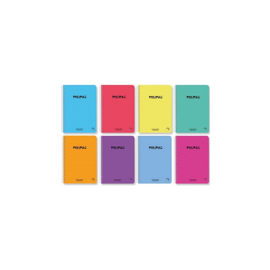 4850-CUADERNO SERIE POLIPAC TAPA POLIPROPILENO 4o (155X215MM.) 80 HOJAS CUADRICULA 4X4 8 COLORES SURTIDOS PACSA 16962 4850-CUADERNO SERIE POLIPAC TAPA POLIPROPILENO 4o (155X215MM.) 80 HOJAS CUADRICULA 4X4 8 COLORES SURTIDOS PACSA 16962