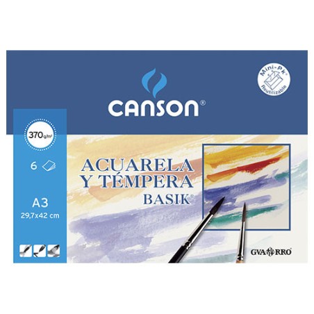 4887-MINIPACK 6 HOJAS ACUARELA 370G A3 GUARRO CANSON C200402393