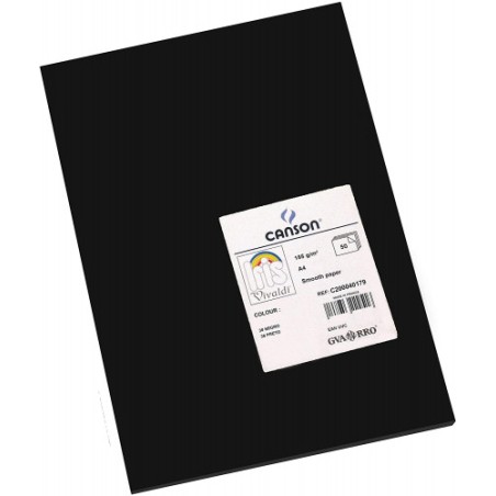 4898-PAQUETE 50 HOJAS CARTULINA IRIS A4 185G NEGRO GUARRO CANSON C200040179