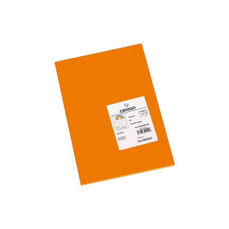 4901-PAQUETE 50 HOJAS CARTULINA IRIS A4 185G NARANJA GUARRO CANSON C200040158