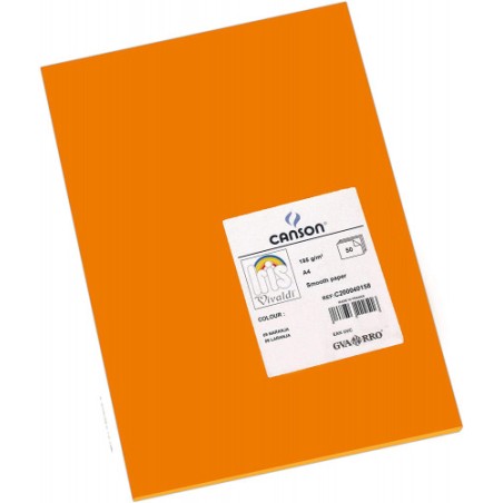 4901-PAQUETE 50 HOJAS CARTULINA IRIS A4 185G NARANJA GUARRO CANSON C200040158