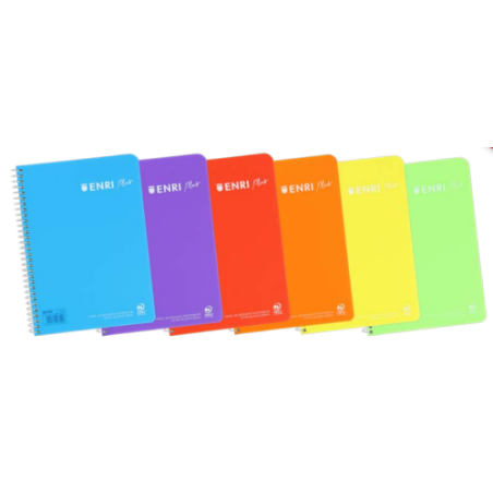 4924-CUADERNO POLIPROPILENO ESPIRAL 4o 80 HOJAS 90G 4X4 CON MARGEN SURTIDO ENRI