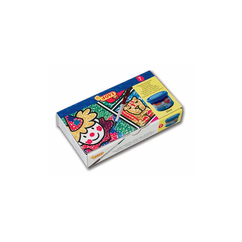 4984-ESTUCHE TEMPERA ESCOLAR 7 BOTES 35 ML COLORES SURTIDOS + PINCEL JOVI 507