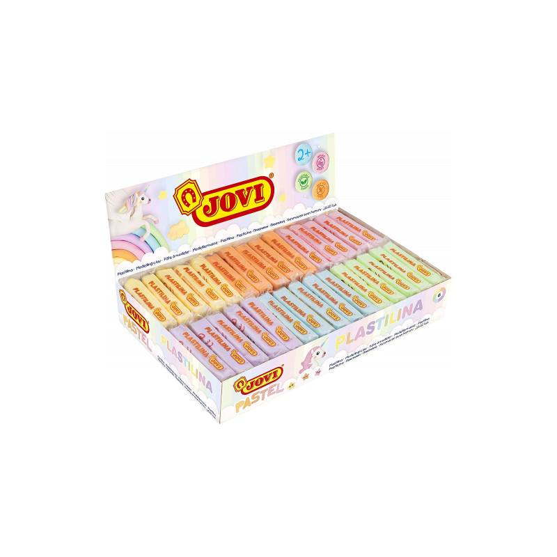5036-CAJA EXPOSITORA 30 PASTILLAS PLASTILINA 50 G COLORES PASTEL (5 UDS X 6 COLORES)  JOVI 70P