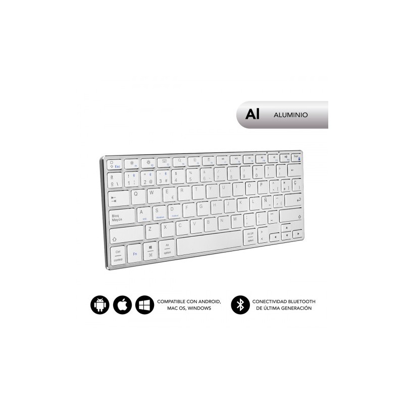 5050-SUBBLIM Teclado Wireless Bluetooth Aluminio Advance Compact Silver