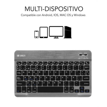 5055-SUBBLIM Teclado Bluetooth Smart BT Keyboard Grey