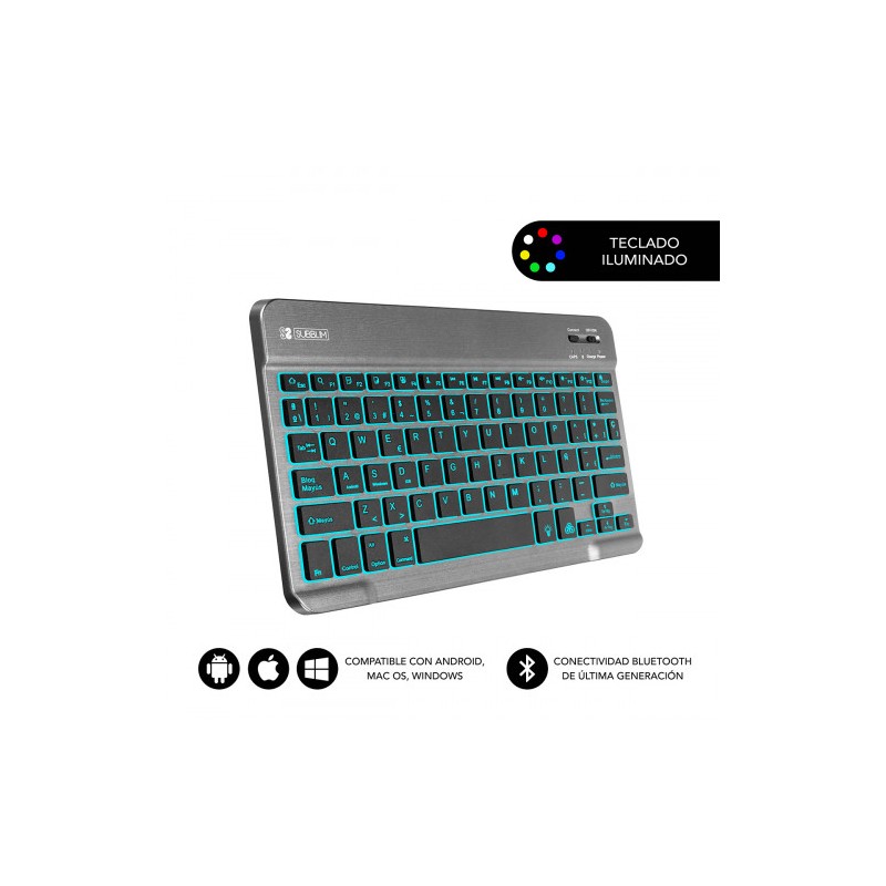 5058-SUBBLIM Teclado Retroiluminado Bluetooth Smart Backlit BT Keyboard Grey 5058-SUBBLIM Teclado Retroiluminado Bluetooth Smart Backlit BT Keyboard Grey