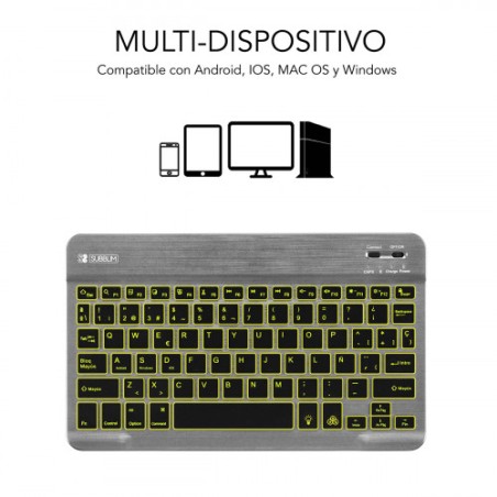 5059-SUBBLIM Teclado Retroiluminado Bluetooth Smart Backlit BT Keyboard Grey