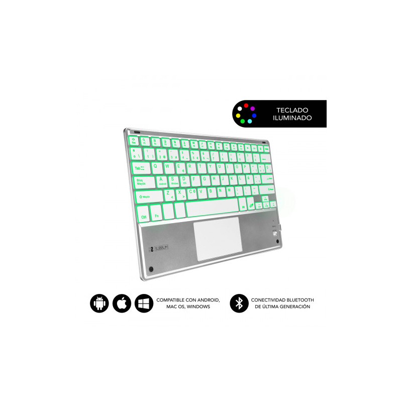 5060-SUBBLIM Teclado Bluetooth Smart Backlit BT Keyboard Touchpad Silver 5060-SUBBLIM Teclado Bluetooth Smart Backlit BT Keyboard Touchpad Silver