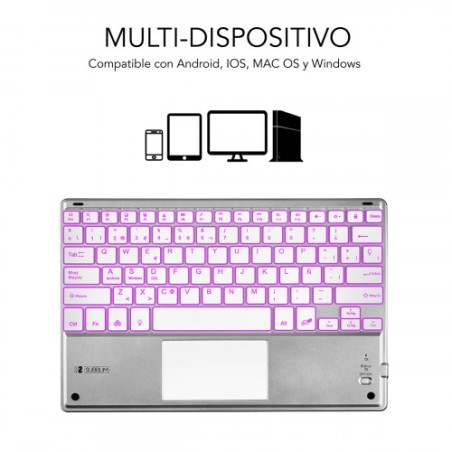 5061-SUBBLIM Teclado Bluetooth Smart Backlit BT Keyboard Touchpad Silver