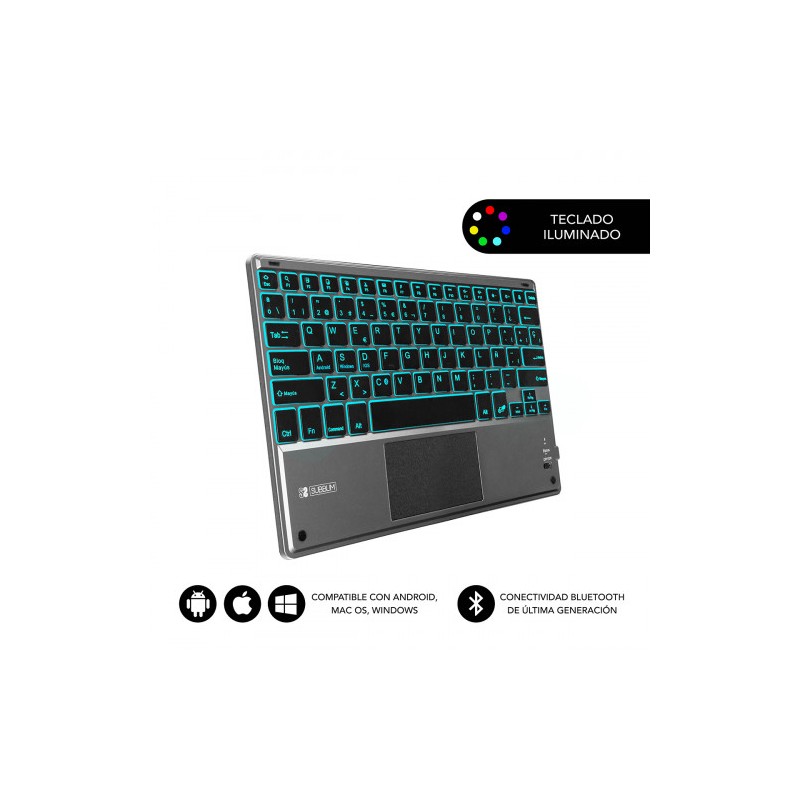 5062-SUBBLIM Teclado Bluetooth Smart Backlit BT Keyboard Touchpad Grey 5062-SUBBLIM Teclado Bluetooth Smart Backlit BT Keyboard Touchpad Grey
