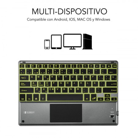 5063-SUBBLIM Teclado Bluetooth Smart Backlit BT Keyboard Touchpad Grey