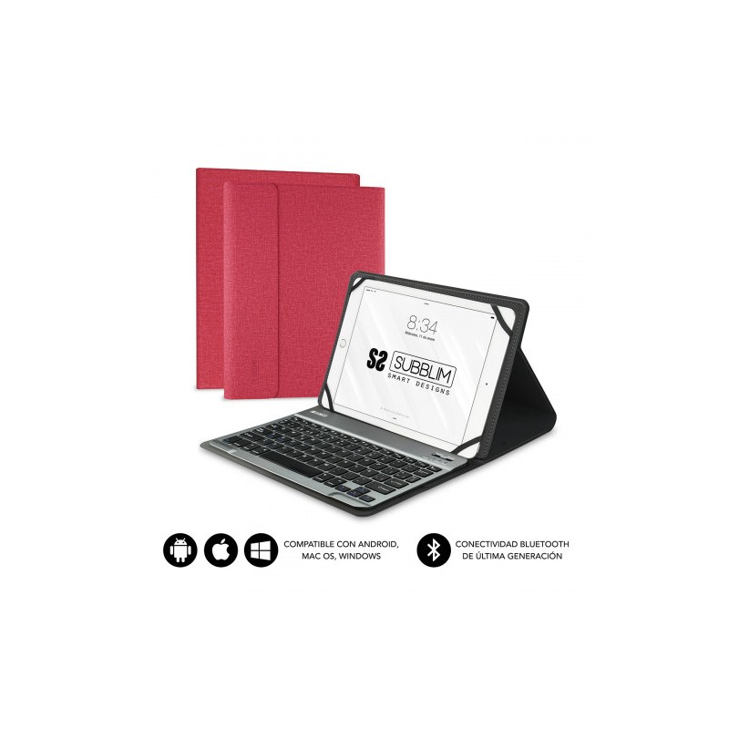 5094-SUBBLIM Funda con Teclado KEYTAB PRO BLUETOOTH 10,1" Red