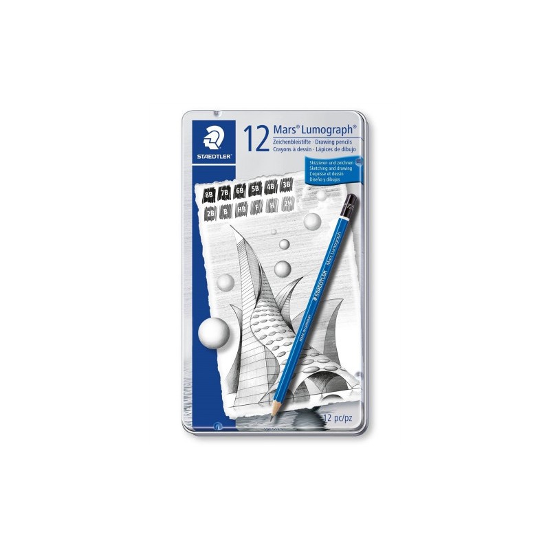 5195-ESTUCHE DE METAL CON 12 LAPICES, GRADUACIONES 8B, 7B, 6B, 5B, 4B, 3B, 2B, B, HB, F, H, 2H STAEDTLER 100 5195-ESTUCHE DE METAL CON 12 LAPICES, GRADUACIONES 8B, 7B, 6B, 5B, 4B, 3B, 2B, B, HB, F, H, 2H STAEDTLER 100