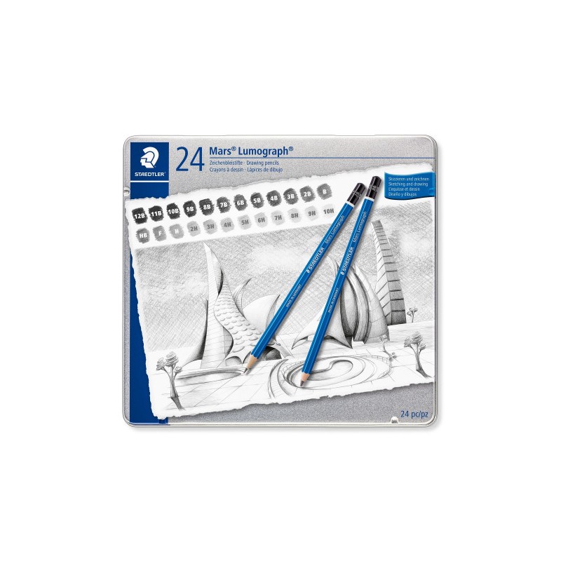 5196-ESTUCHE DE METAL CON 24 LAPICES, GRADUACIONES STAEDTLER 100 G24 5196-ESTUCHE DE METAL CON 24 LAPICES, GRADUACIONES STAEDTLER 100 G24