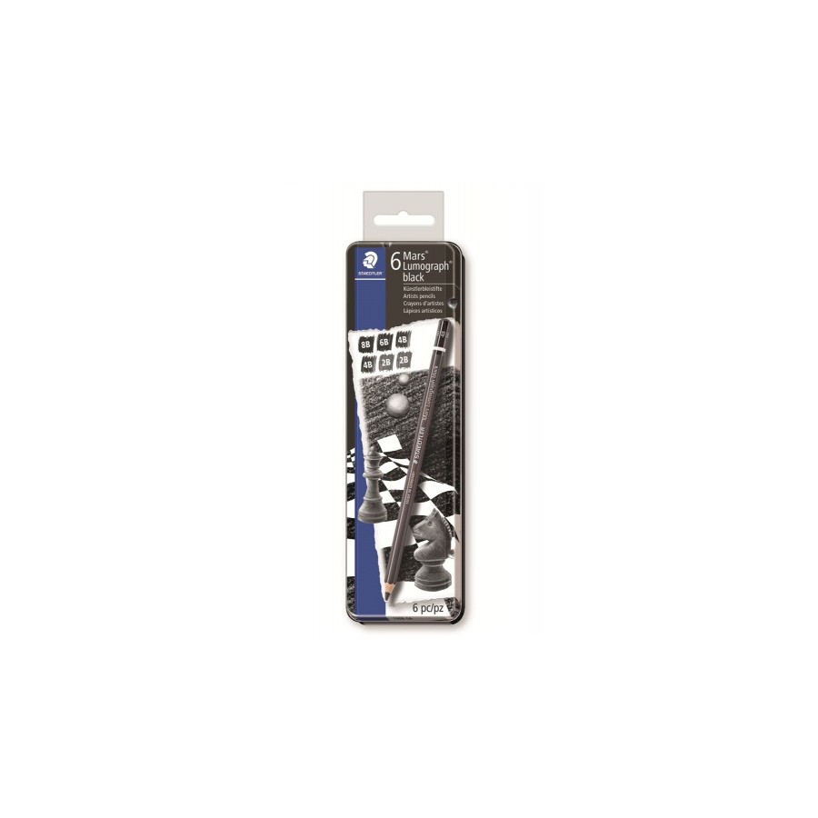 5201-ESTUCHE DE METAL CON 6 LAPICES, GRADUACIONES 8B, 7B, 6B, 4B, 2B Y HB STAEDTLER 100B G6