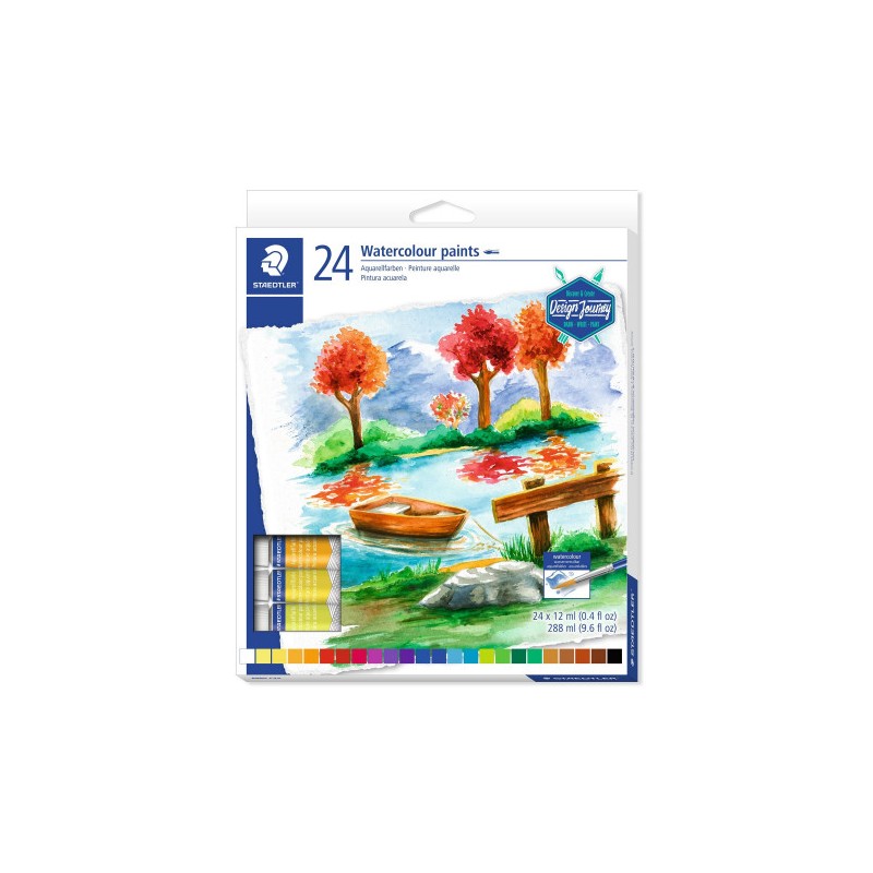 5236-ESTUCHE DE CARTON CON 24 TUBOS DE ACUARELAS, COLORES SURTIDOS STAEDTLER 8880 C24