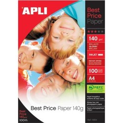 5336-PAQUETE 100 HOJAS PAPEL FOTO INK.BRI A4 140G.11804 APLI