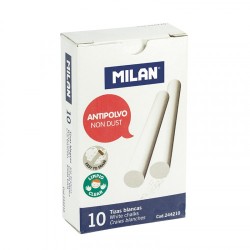 5343-CAJA 10 TIZAS DE CARBONATO DE CALCIO BLANCAS REDONDAS -ANTIPOLVO MILAN 244210