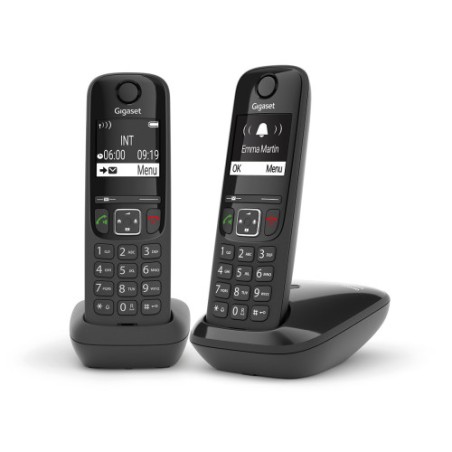 5410-Gigaset AS690 Duo Telefono DECT/analogico Identificador de llamadas Negro