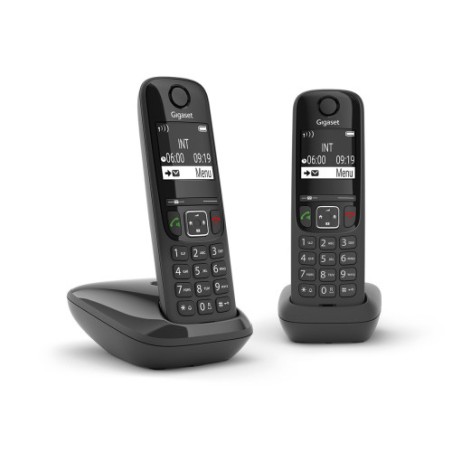 5411-Gigaset AS690 Duo Telefono DECT/analogico Identificador de llamadas Negro