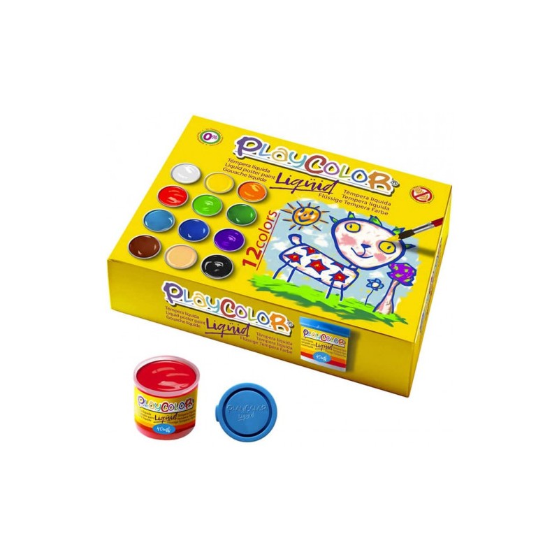 5426-LIQQUID 40ML. EN 12 COLORES SURTIDOS + PINCEL  PLAYCOLOR 19941