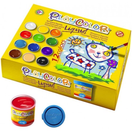 5426-LIQQUID 40ML. EN 12 COLORES SURTIDOS + PINCEL  PLAYCOLOR 19941